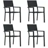 Image de vidaXL Chaises de jardin 4 pcs noir HDPE imitation bois