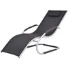 Image de Chaise Longue Avec Oreiller Aluminium Et Textilène Noir Vidaxl