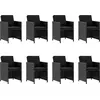 Image de vidaXL Salon de jardin 9 pièces avec coussins Poly rotin noir