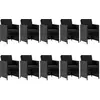 Image de vidaXL Ensemble de jardin 11 pièces avec coussins Poly rotin noir