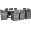 Image de vidaXL Ensemble de jardin 11 pièces avec coussins Poly Rattan Gris