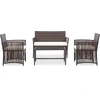 Image de vidaXL Ensemble de salon de jardin 4 pièces avec revêtement Poly rotin brun