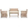 Image de vidaXL Ensemble de salon de jardin 4 pièces avec revêtement Poly rotin Beige