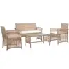 Image de Salon De Jardin 4 Pcs Avec Coussins Résine Tressée Beige Vidaxl