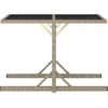 Image de vidaXL Table de jardin beige 110×53×72 cm verre et poly rotin