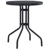 Image de Vidaxl - Table De Jardin Noir 80 Cm Acier Et Verre