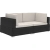 Image de vidaXL Canapé d'angle 2 pièces avec coussins Poly rotin noir