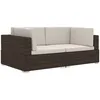 Image de Chaises D'Angles Lot De 2 Avec Coussins Résine Tressée Marron Vidaxl