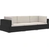 Image de vidaXL Ensemble de salon de jardin 3 pièces avec coussins Poly rotin noir