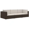 Image de vidaXL Ensemble de salon de jardin 3 pièces avec coussins Poly rotin brun