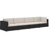 Image de vidaXL Ensemble de salon de jardin 4 pièces avec coussins Poly rotin noir