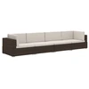 Image de vidaXL Ensemble de salon de jardin 4 pièces avec coussins Poly rotin brun