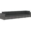 Image de vidaXL Ensemble de salon de jardin 4 pièces avec coussins Poly Rattan Gris