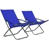 Image de Vidaxl Chaises Pliantes 2 Pièces Tissu Bleu
