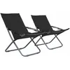 Image de Vidaxl - Chaises Pliables De Plage Lot De 2 Tissu Noir
