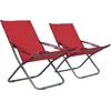 Image de vidaXL Chaises de plage pliantes 2 pcs. tissu rouge
