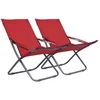 Image de Chaises Pliables De Plage Lot De 2 Tissu Rouge Vidaxl