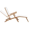 Image de vidaXL Chaise longue avec support Blanc crème Bois massif Teck