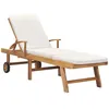 Image de Vidaxl - Chaise Longue Avec Coussin Bois De Teck Solide Crème