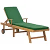 Image de Chaise Longue Avec Coussin Bois De Teck Solide Vert Vidaxl