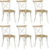 Image de Vidaxl - Chaises À Dossier Croisé Lot De 6 Blanc Bois De Manguier Massif