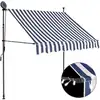 Image de Auvent Manuel Rétractable Avec Led 100 Cm Bleu Et Blanc