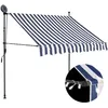 Image de Auvent Manuel Rétractable Avec Led 150 Cm Bleu Et Blanc