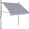 Image de vidaXL Store rétractable manuel avec LED 200 cm bleu et blanc