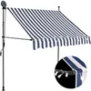 Image de Auvent Manuel Rétractable Avec Led 200 Cm Bleu Et Blanc Vidaxl
