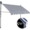 Image de Auvent Manuel Rétractable Avec Led 300 Cm Bleu Et Blanc
