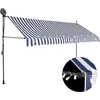 Image de Auvent Manuel Rétractable Avec Led 350 Cm Bleu Et Blanc