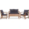 Image de vidaXL Ensemble salon de jardin avec coussins 4 pièces en bois massif d'acacia