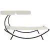 Image de vidaXL Bain de soleil de jardin avec toit solaire & coussin blanc crème
