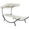 Image de Vidaxl - Chaise Longue De Jardin Avec Auvent Et Oreiller Blanc Crème
