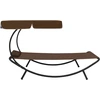 Image de vidaXL Chaise longue avec toit solaire & coussin Marron