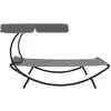 Image de vidaXL Chaise longue avec toit solaire & coussin Gris