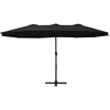 Image de vidaXL Parasol avec mât en aluminium 460x270 cm Noir