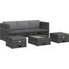 Image de vidaXL Ensemble salon de jardin 4 pièces avec coussins Poly rotin gris