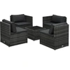 Image de vidaXL Ensemble de salon de jardin 5 pièces avec coussins Poly rotin gris