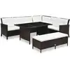 Image de Salon De Jardin 3 Pcs Avec Coussins Résine Tressée Marron Vidaxl