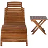Image de vidaXL Bain de soleil avec table en bois massif d'acacia brun