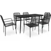 Image de Vidaxl - Mobilier À Dîner D'Extérieur 7 Pcs Corde En Coton Et Acier Noir