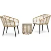 Image de Ensemble De Bistro 3 Pcs Résine Tressée Chêne