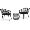 Image de Ensemble De Bistro 3 Pcs Résine Tressée Noir