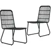 Image de Chaises De Jardin Lot De 2 Résine Tressée Noir Vidaxl