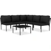 Image de vidaXL Ensemble salon de jardin 6 pièces avec coussins Noir PVC