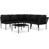 Image de vidaXL Ensemble salon de jardin 6 pièces avec coussins Noir PVC