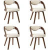 Image de vidaXL Chaises de salle à manger 4 pcs. Crème bois courbé et similicuir