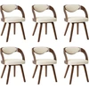 Image de vidaXL Chaises de salle à manger 6 pcs. Crème bois courbé et similicuir