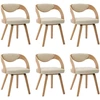 Image de vidaXL Chaises de salle à manger 6 pcs. Crème bois courbé et similicuir